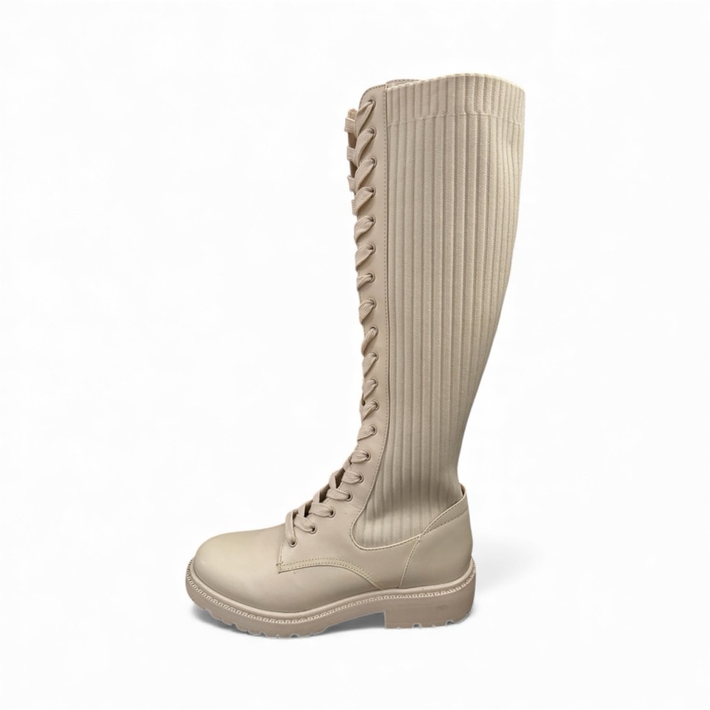 Sam Edelman Beige Lace-Up Boots - Picture 2 of 4